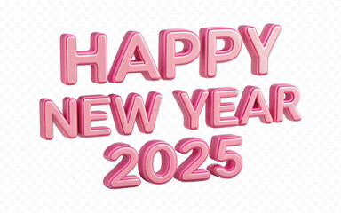 abstract 3d different style Happy new year 2025 typography text design background.