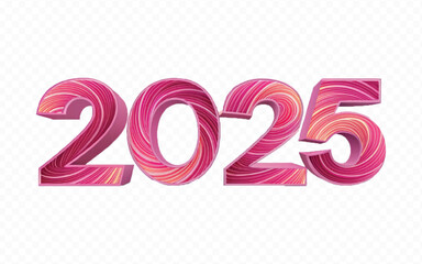 abstract 3d different style Happy new year 2025 typography text design background.