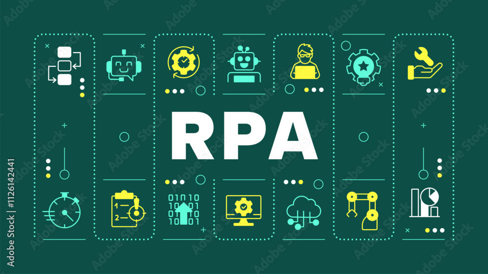 Aufkleber rpa dark green word concept. alternative technology of processes control. optimization maintaining. 