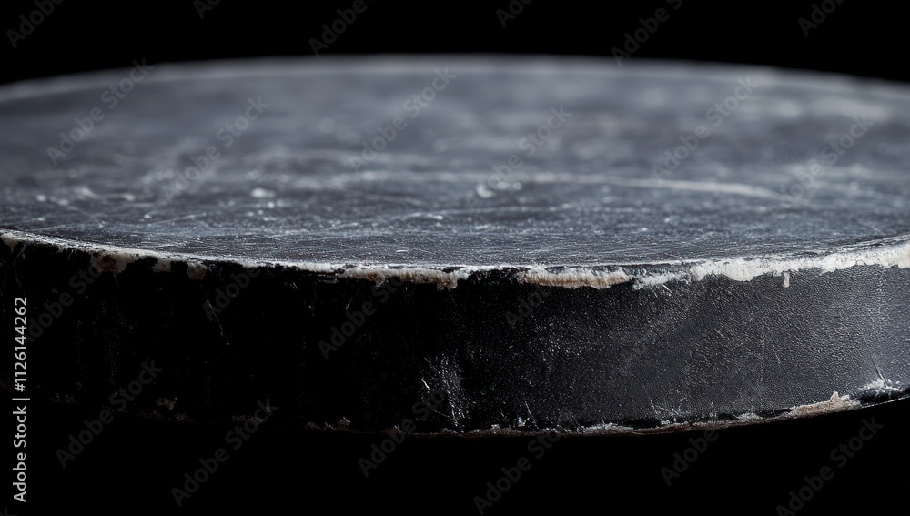 Aufkleber a close-up of a round, flat, dark stone surface with a smooth texture.