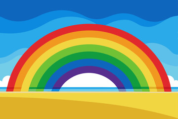 Rainbow Over the city vector art illustration