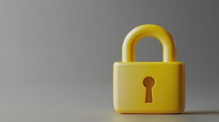 Naklejka premium Yellow Padlock on Grey Background