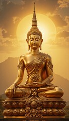 A golden Buddha statue with exquisite craftsmanship.