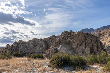 Fototapeta premium Metasedimentary Rocks / Marble( limestone). , Shiprock / Angel Cove Monument, Palm Springs, California. San Jacinto Mountains ,Salton Trough