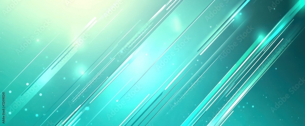 Poster abstract teal background with diagonal lines and soft lighting effects.