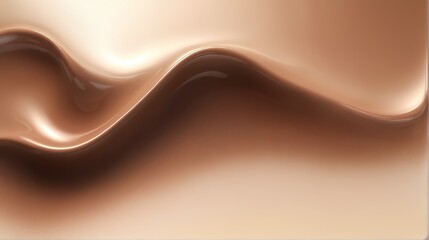 Abstract background featuring a flowing, wavy form in rich, mocha mousse, chocolate brown hues. A fluid, liquid-like texture. A minimalist and stylish background. 3