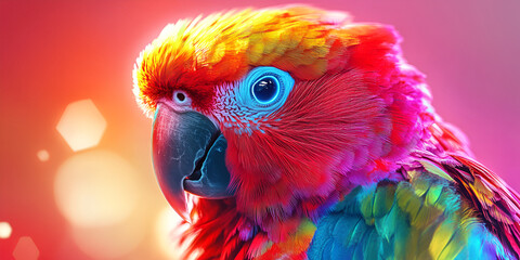 Bright Macaw Close-Up with Radiant Feather Details