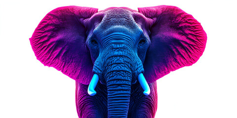 Neon Elephant Portrait with Artistic Glow and Vibrant Colors