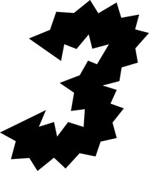 3 ThreeZigzag Wavy Number Distorted Italic