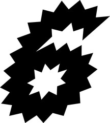 6 SixZigzag Wavy Number Distorted Italic