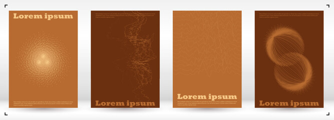 Set of Minimal Vector Magazine Design with Circles and Wave Lines. Modern Background with Geometry Lines. Good for Business Template or Nightlife Placard. Futuristic Style. Gentle Retro Pink Blue