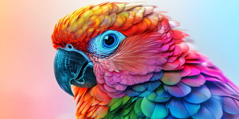 Vibrant Parrot Close-Up with Colorful Bokeh Background