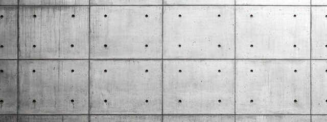 A textured concrete wall featuring evenly spaced holes, showcasing industrial design.