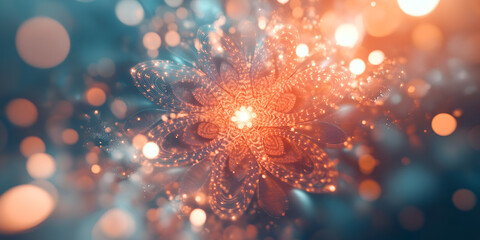 Glowing Abstract Snowflake with Radiant Light Effects