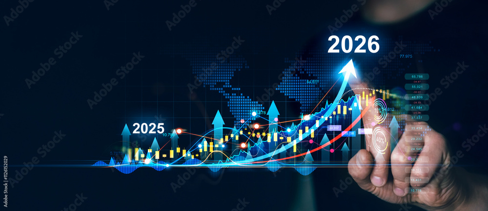 Poster development to success and motivation in 2026.growth and development chart of company in new year 20