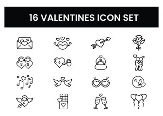Happy valentines day Vector Icon set