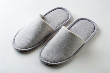 Hotel Slipper Mockup: Top-Down View Soft Gray House Slippers for Luxury Accommodation Design