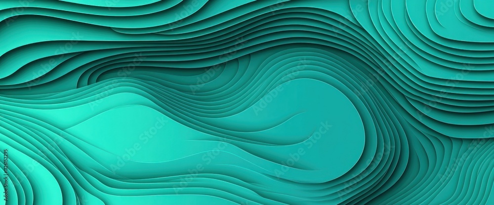 Poster Abstract wave pattern in teal, showcasing fluid lines and depth.