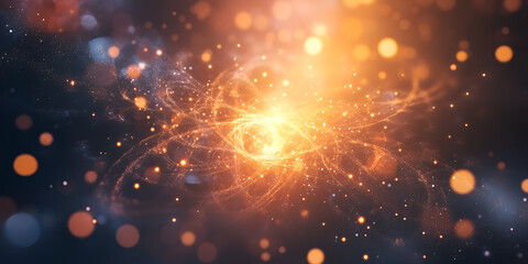 Abstract Cosmic Spiral with Vibrant Lights and Glowing Particles