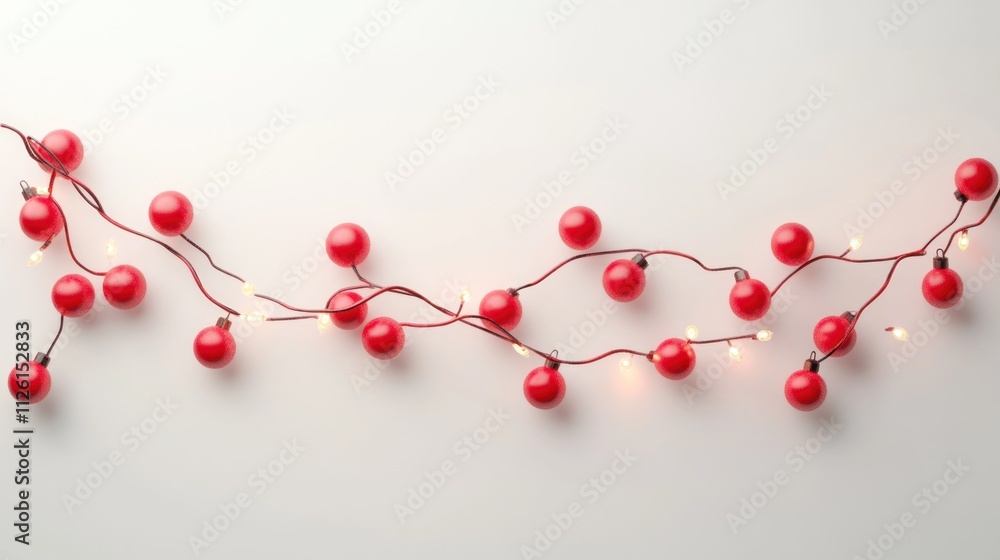 Poster a decorative string of red beads and warm lights, ideal for festive occasions.