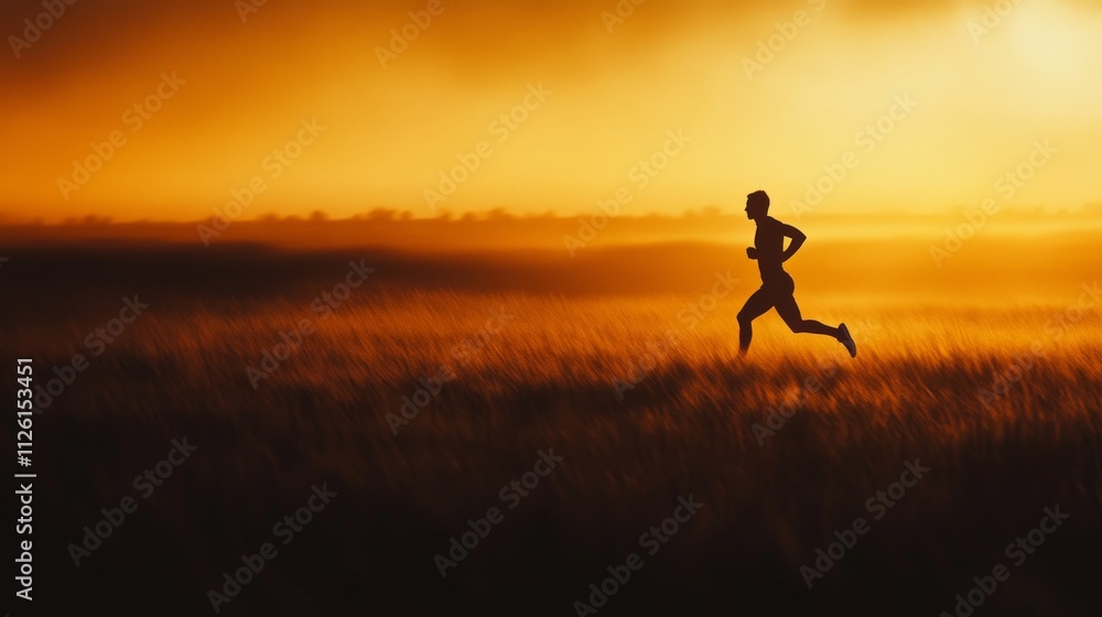 Aufkleber a runner sprinting through an open space with room for text and copy above.