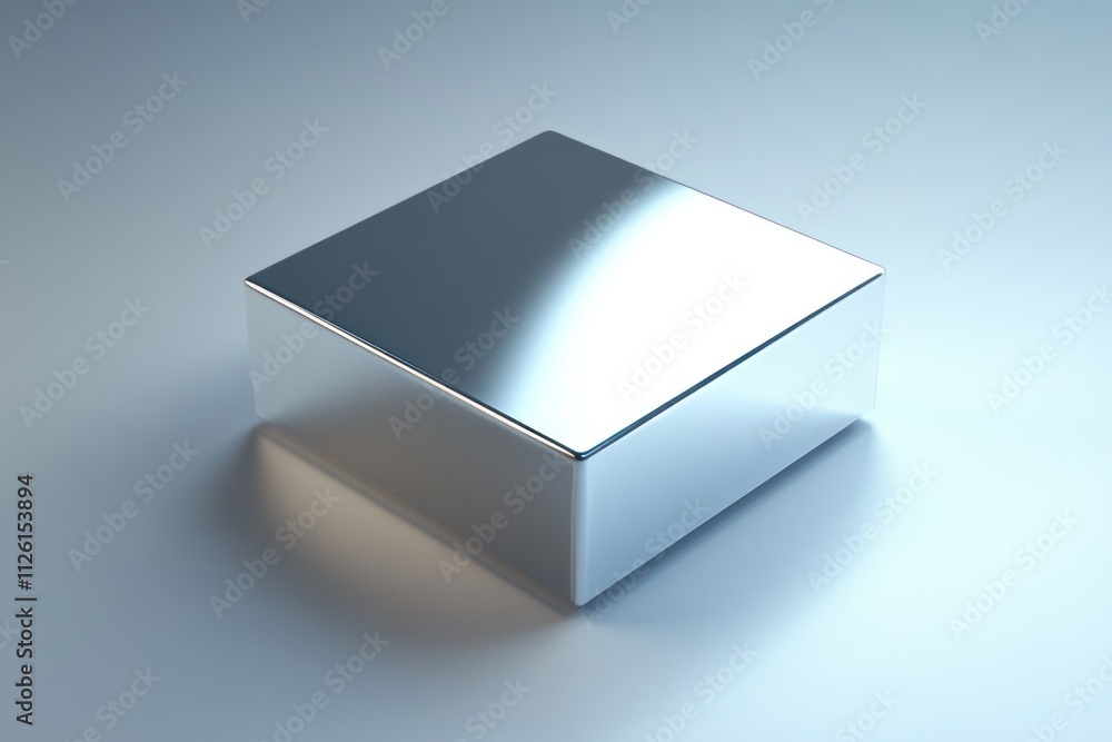 Poster A reflective, smooth metallic cube resting on a subtle gradient background.