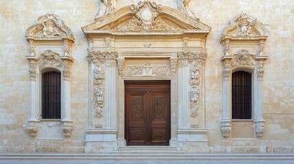Ornate Stone Facade with Ornamental Doorway