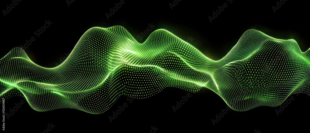 Leinwandbilder abstract green wave pattern representing data visualization or sound waves.