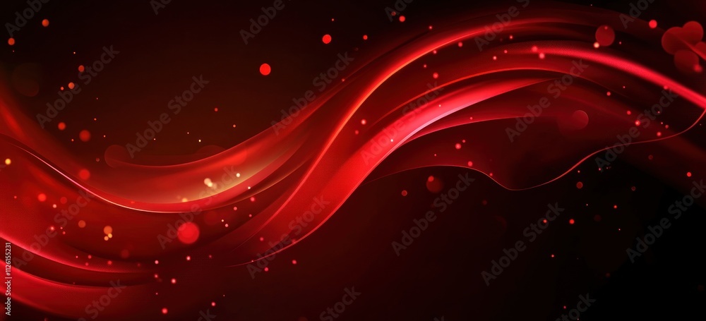 Poster a smooth, flowing red abstract design with light effects and soft curves.