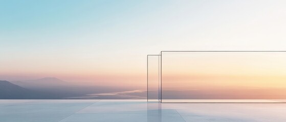 minimalist landscape with soft colors at sunrise