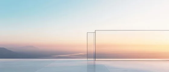 minimalist landscape with soft colors at sunrise