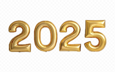 Abstract 3d 2025 typography text with different colour helium balloons  isolated on white background