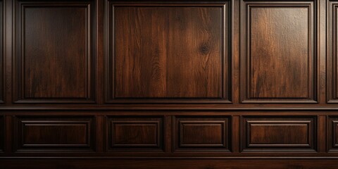 Luxury wood paneling background or texture. highly crafted classic or traditional wood paneling, with a frame pattern, often seen in courtrooms, premium hotels, and law offices. .