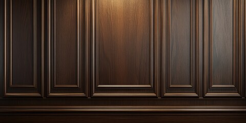 Luxury wood paneling background or texture. highly crafted classic or traditional wood paneling, with a frame pattern, often seen in courtrooms, premium hotels, and law offices. .