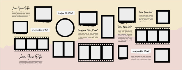 Fototapeta premium Pictures or photos frame collage comics page grid layout abstract photo frames and digital photo wall template