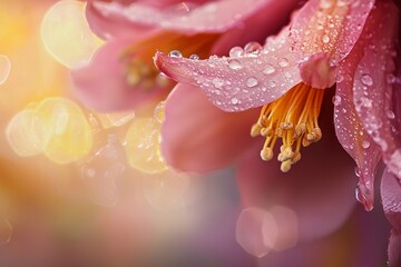Fototapeta premium Close-up of a pink gum nut flower from a eucalyptus tree.