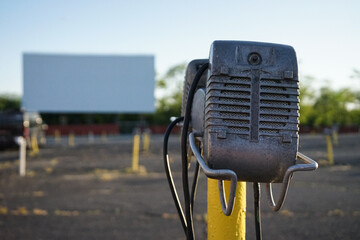 Daytime Retro Drive-in Theater Speaker with Movie Screen