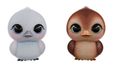 Duckling and Cygnet isolated on white