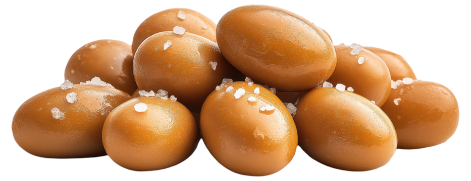 Salted caramel candies piled together