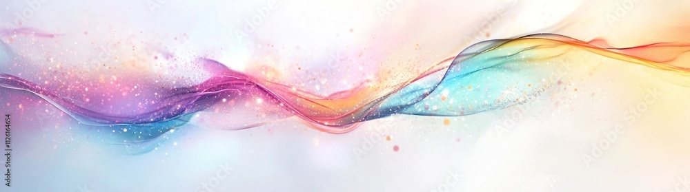Poster abstract colorful waves with light effects, creating a vibrant and dynamic visual experience.