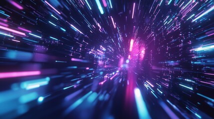 Fototapeta premium Neon Lightspeed Hyperdrive: A Futuristic Journey Through Cyberspace