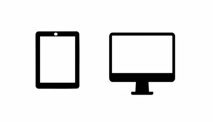 Tablet and Computer Monitor Icons Devices, Gadgets, and Technology Symbols