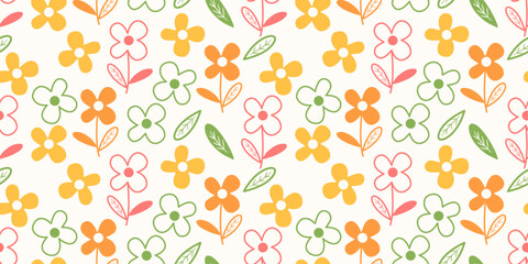 Flower seamless pattern design with beautiful flower and leaves. Flower art. floral and leaf pattern design for fabric, cotton, wallpaper, satin, gift wrap, carpet, background.	