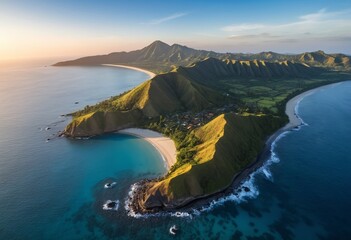 Fototapeta premium Landscape photo of the tourist island of Lombok, Indonesia, one of the most popular tourist destinations in the world