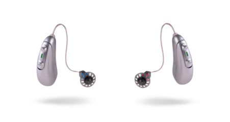 Pair of hearing aids for the deaf on transparent background