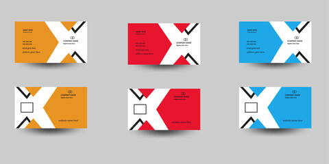simple creative modern business card template layout design red,yellow and blue color