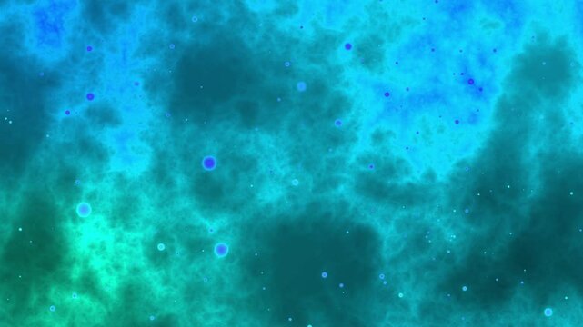 Space scene fly through clear neat blue and red nebula with stars 3D rendering blue color background