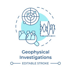 Geophysical investigations soft blue concept icon. Explore subsurface conditions without digging. Geotech. Round shape line illustration. Abstract idea. Graphic design. Easy to use in presentation