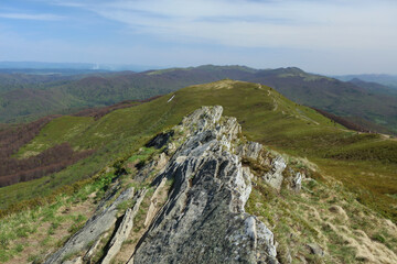 Landscape of Polonina Carynska in Bieszczady mountain range, Poland
