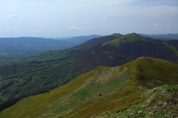 Naklejka premium Polonina Wetlinska view from Polonina Carynska in Bieszczady mountain range, Poland